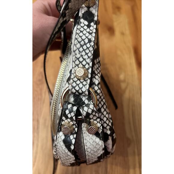 Jessica Simpson Sabrina Shoulder Bag Purse Natural Python Snake Skin White Gray - Picture 10 of 11